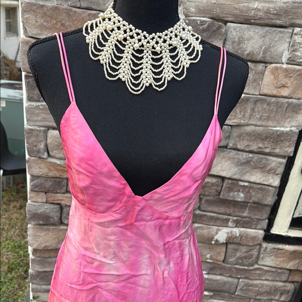 Elegant Pink Spaghetti Strap Dress